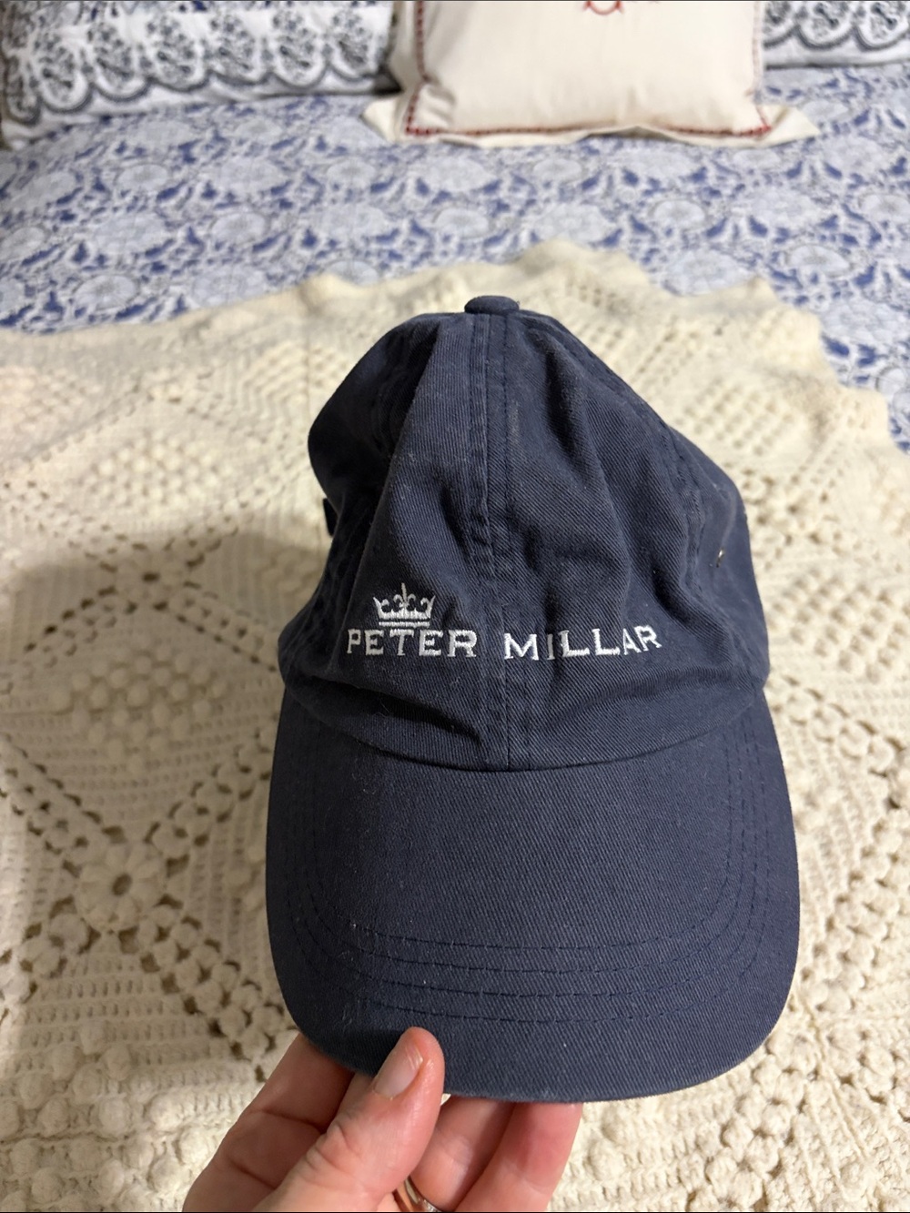 Peter Millar Navy Blue Embroidered Crown Cap
